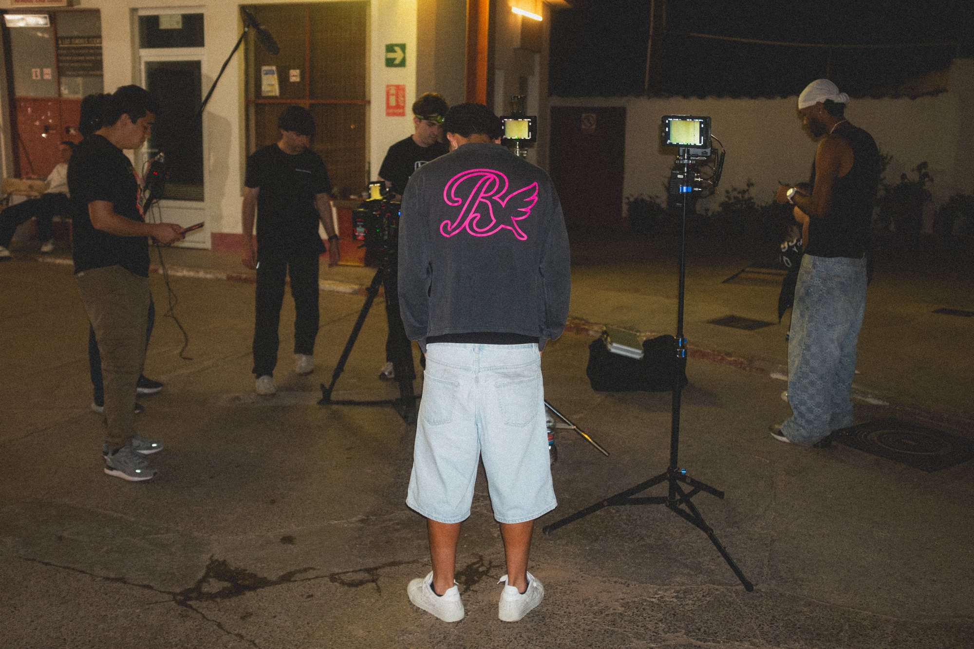 Crew and camera setup on location